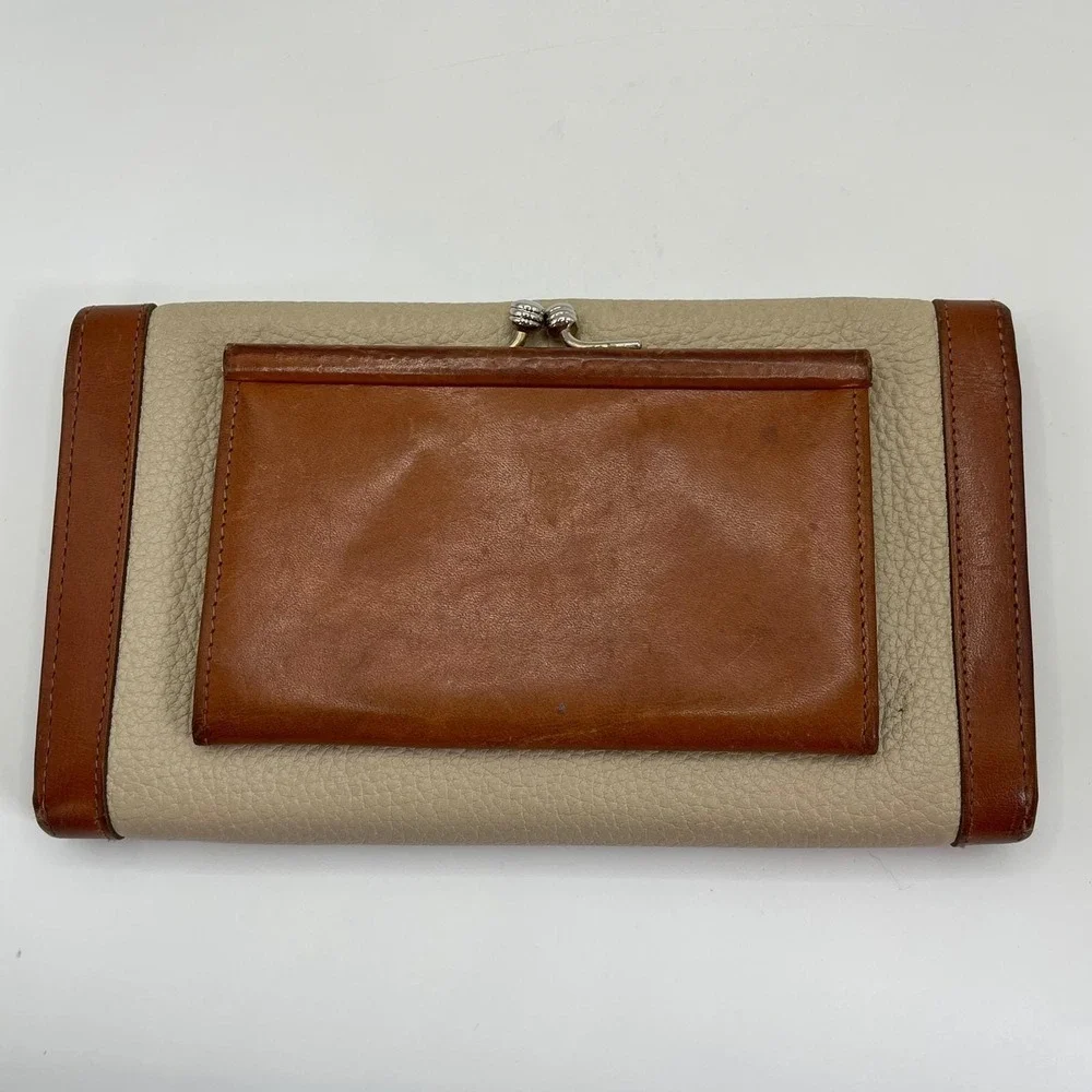 Dooney & Bourke Vintage All Weather Leather Wallet Women Tan Brown Trifold